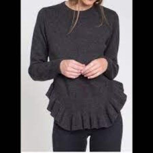 dRA Los Angeles Gray Long Sleeve Ruffle Sweater size xs